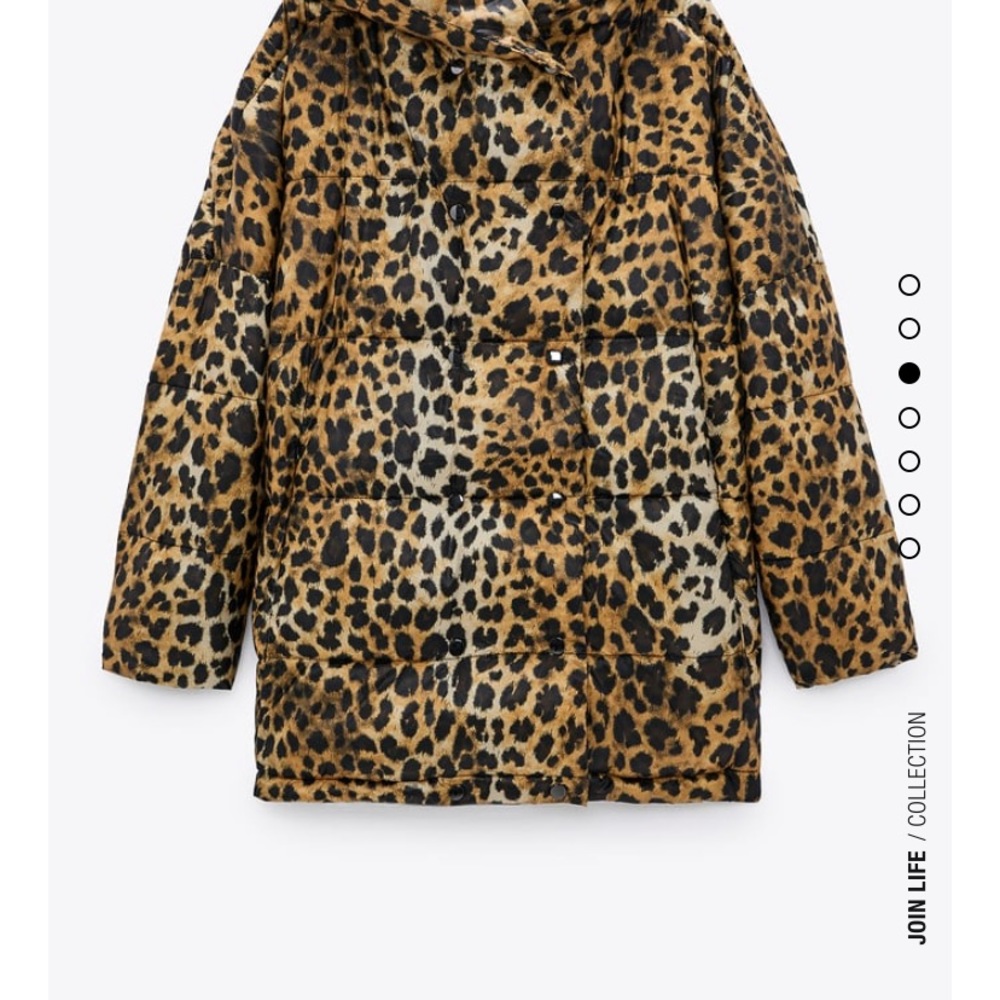 Zara Leopard water repellant puffer jacket coat - Picture 3 of 11